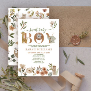 Boho Safari Animals Sweet Baby Boy Baby Shower Invitation