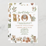 Boho Safari Animals Sweet Baby Boy Baby Shower Invitation