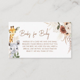 Boho Safari Baby Shower Books for Baby Enclosure Card
