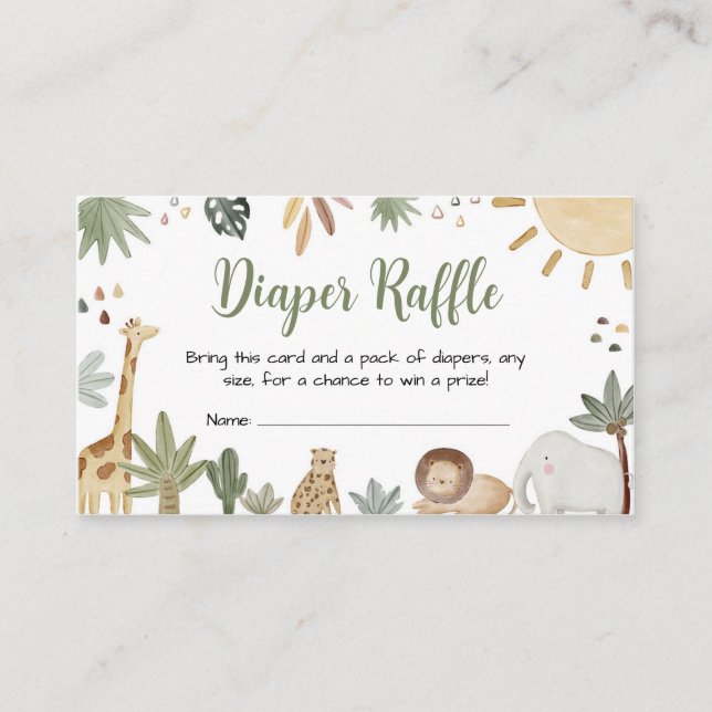 Boho Safari Baby Shower Diaper Raffle  Enclosure Card (Front)