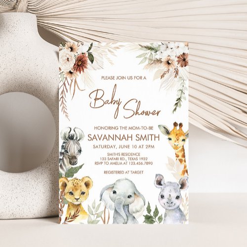 Boho Safari Baby Shower  Invitation