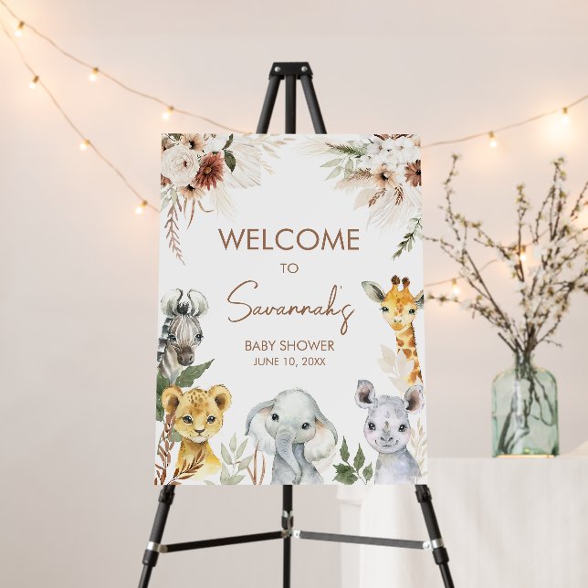 Boho Safari Baby Shower Welcome Sign (In Situ (Stand))