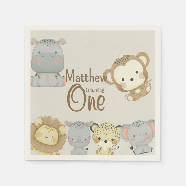 Boho Safari Birthday Napkins (Front)