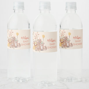 Boho Safari Blush Pink Pampas Grass Water Bottle Label
