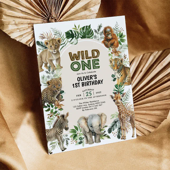 Boho Safari Jungle Animals Wild One 1st Birthday Invitation | Zazzle