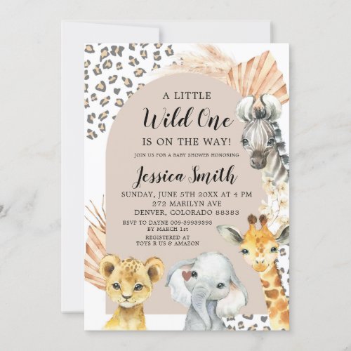 Boho Safari Party Animals Boy Baby Shower Invitation