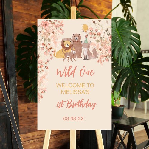 Boho Safari Party Cute fox lion bear welcome  Foam Board