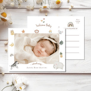 Boho Safari Photo Birth Announcement Postcard