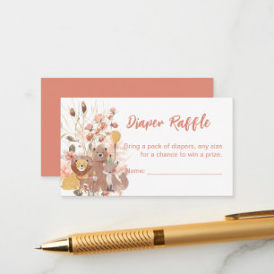 Boho Safari Pink Pampas Grass diaper raffle cards