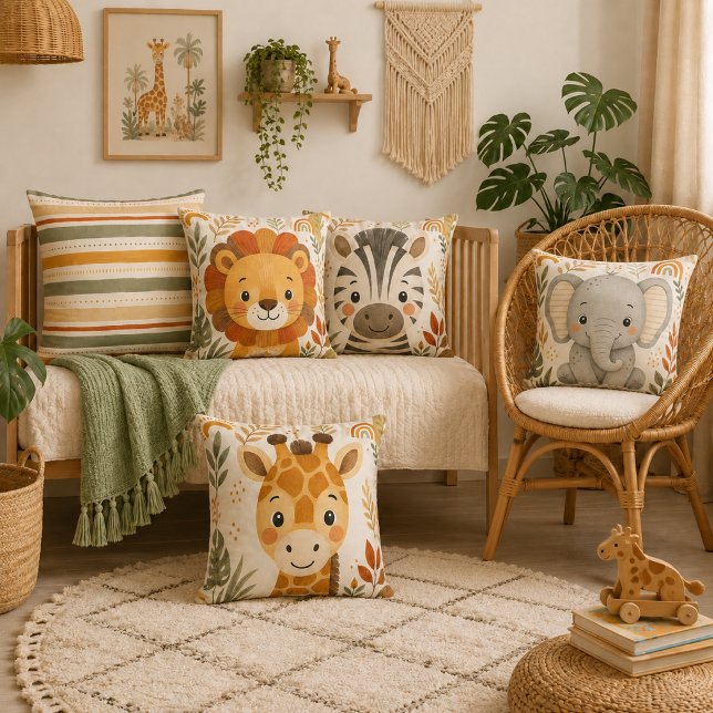 Boho Safari Stripe Nursery Throw Pillow (Creator Uploaded)