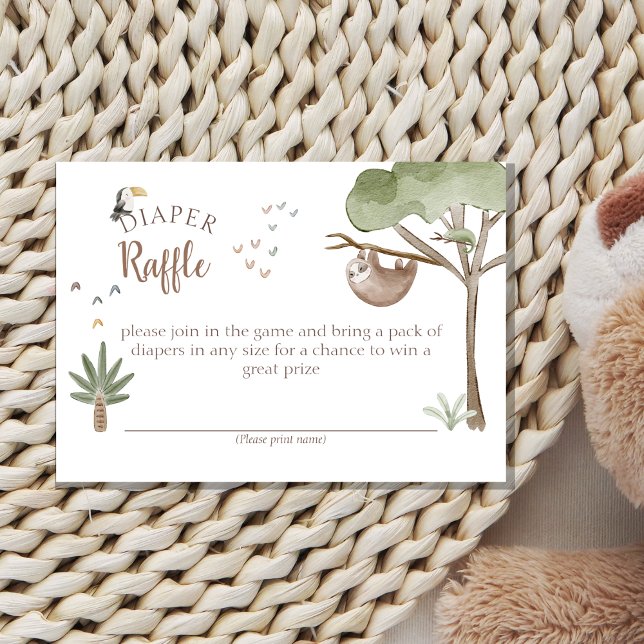 Boho Safari Watercolor Baby Shower Diaper Raffle Enclosure Card (Creator Uploaded)
