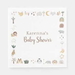 Boho Safari Watercolor Baby Shower Napkins