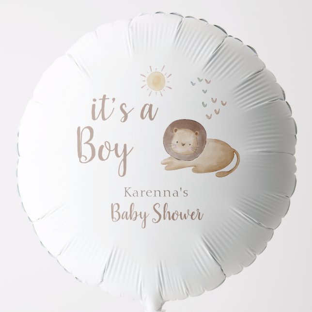 Boho Safari Watercolor It's A Boy Baby Shower Balloon (Front)