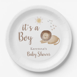 Boho Safari Watercolor It's A Boy Baby Shower Paper Plates