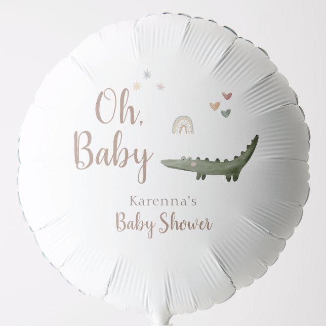 Boho Safari Watercolor Oh Baby Shower Balloon (Front)