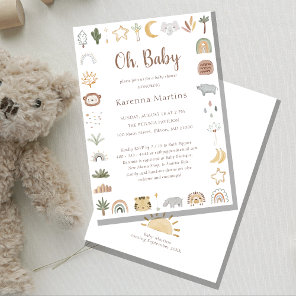 Boho Safari Watercolor Oh Baby Shower Invitation