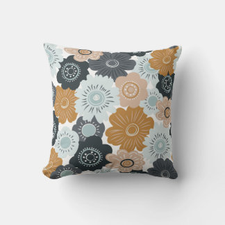 Boho Sage Botanical Pattern Illustration Throw Pillow
