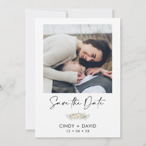 Boho Sage Floral Arch Photo Save the Date Card