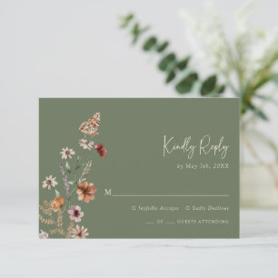 Boho Sage Floral RSVP Card
