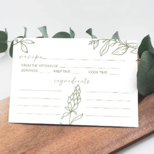 Boho Sage Flowers Wedding Recipe Card