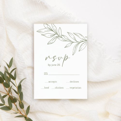 Boho Sage Flowers Wedding RSVP Card