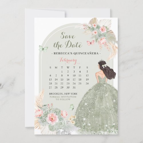 Boho Sage Green 15 Aos Save The Date Calendar Invitation