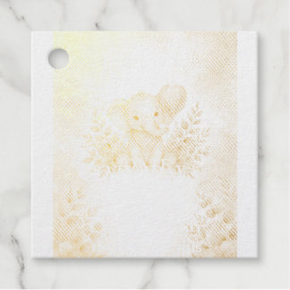 Boho Sage Green Baby Elephant Balloon Baby Shower Foil Favor Tags