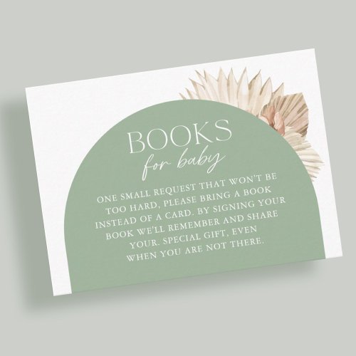 Boho Sage Green Baby Shower Book Request Enclosure Card