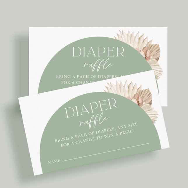 Boho Sage Green Baby Shower Diaper Raffle Ticket Enclosure Card (Creator Uploaded)