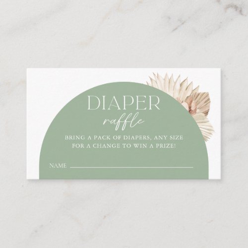 Boho Sage Green Baby Shower Diaper Raffle Ticket