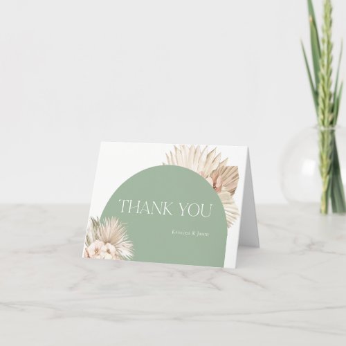 Boho Sage Green Baby Shower Folded Thank You Card