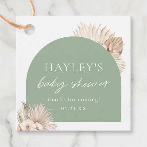 Boho Sage Green Baby Shower Thank You Favor Tags