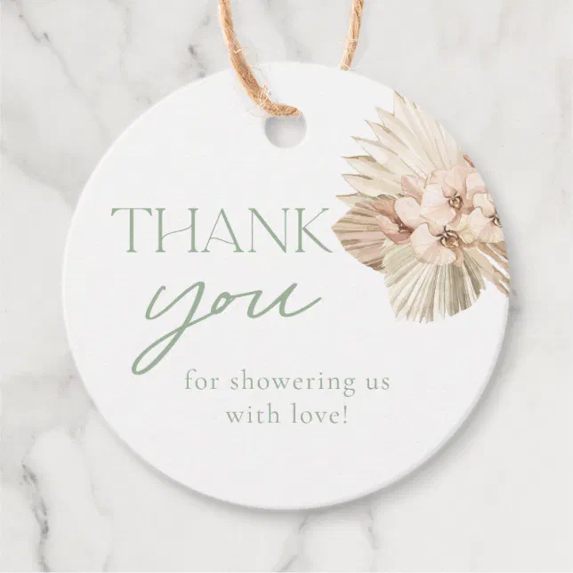 Boho Sage Green Baby Shower Thank You Favor Tags | Zazzle