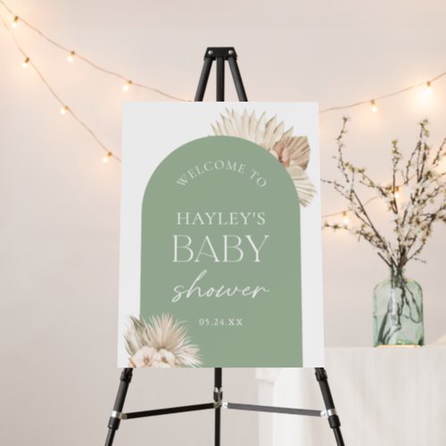 Boho Sage Green Baby Shower Welcome Sign
