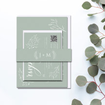 Boho Sage Green Botanical Monogram 