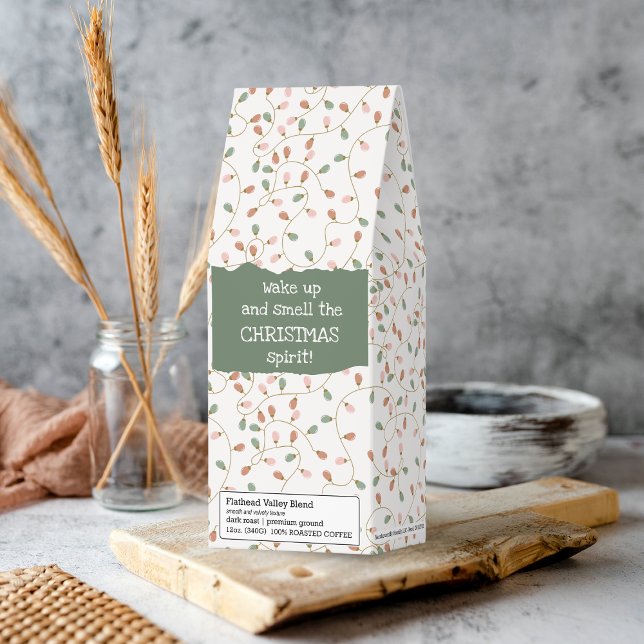 Boho sage green christmas lights custom name roasted coffee (Creator Uploaded)