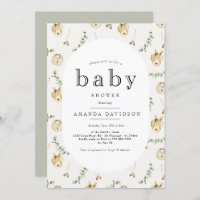 Boho Sage Green Eucalyptus Rainbow Baby Shower Invitation