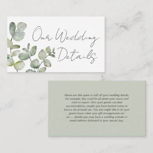 Boho Sage Green Eucalyptus Wedding Details