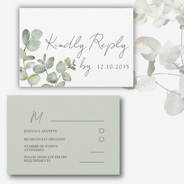 Boho Sage Green Eucalyptus Wedding RSVP (Creator Uploaded)