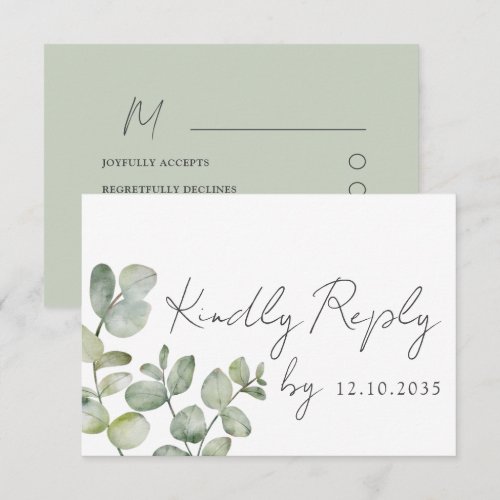 Boho Sage Green Eucalyptus Wedding RSVP