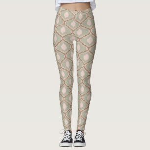 Boho Sage Green Geometric Pattern Leggings