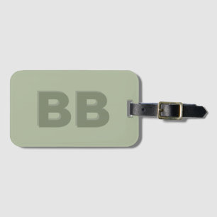 Boho Sage Green Modern Monogram Initial Luggage Tag