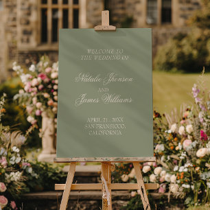Boho Sage Green Old Money Wedding Welcome Sign