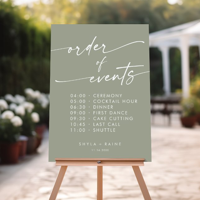 Boho Sage Green Order Of Events Wedding Sign (Creator Uploaded)
