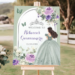 Boho Sage Green Purple Floral Quincea&#241;era Welcome Poster at Zazzle