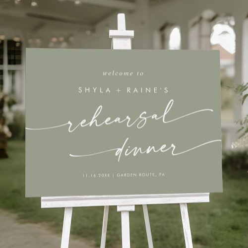 Boho Sage Green Rehearsal Dinner Welcome Sign
