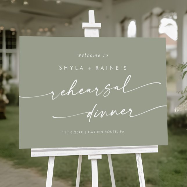 Boho Sage Green Rehearsal Dinner Welcome Sign (Creator Uploaded)