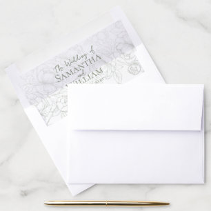 Boho Sage Green Rustic Modern Botanical Wedding Envelope Liner