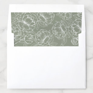 Boho Sage Green Rustic Modern Botanical Wedding Envelope Liner
