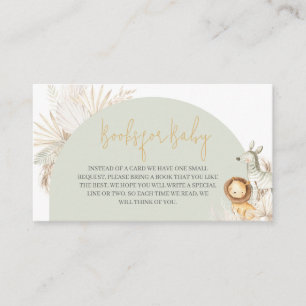 Boho Sage Green Safari Baby Shower Books for Baby Enclosure Card